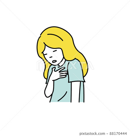 Illustration of a woman who is palpitated and stuffy 88170444