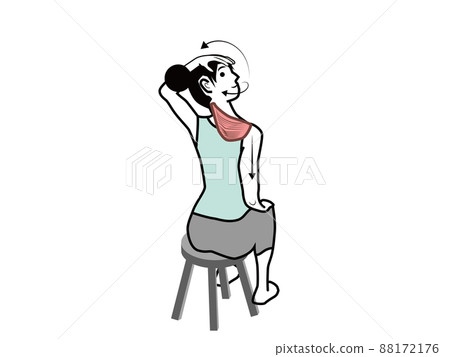 上斜方肌女模特坐姿伸展 上斜方肌女模特坐姿伸展 88172176