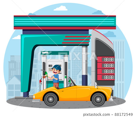 Gas station in cartoon style 88172549