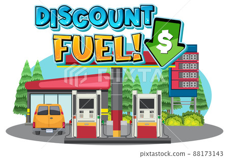 Gas station with discount fuel word logo Gas station with discount fuel word logo 88173143