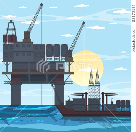 Petroleum industry concept with offshore oil platform 88173155