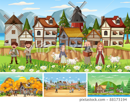 Set of different scene medieval Set of different scene medieval 88173194