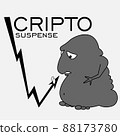 cryptocurrency uncertainty illustration with abstract creature and graph 88173780