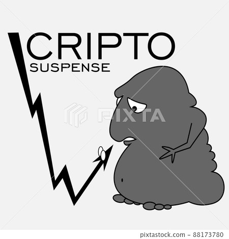 cryptocurrency uncertainty illustration with abstract creature and graph cryptocurrency uncertainty illustration with abstract creature and graph 88173780