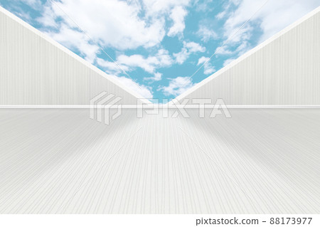 The triangular wall building and the ground form the background of space science and technology 88173977