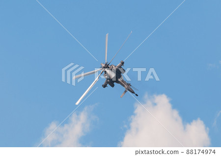 Russian Air Force Mi-28 Havoc attack helicopter escaping with a sharp turn 88174974