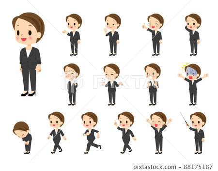 Woman in pant suit-15 poses for whole body 88175187