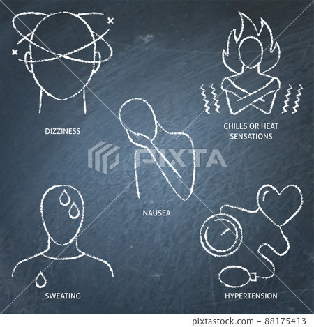 Chalkboard illness symptoms icon set 88175413