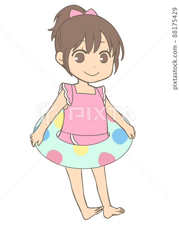 一個帶著花車的女孩的插圖 一個帶著花車的女孩的插圖 88175429