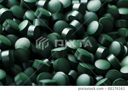 Green tablets from spirulina vegetarian dietary supplement 88176161