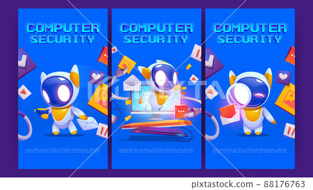 Computer security cartoon posters, cute robots Computer security cartoon posters, cute robots 88176763