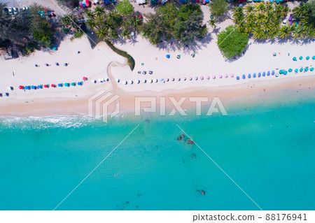 Amazing beautiful beach sea surface Aerial view of Tropical beach sea in the beautiful Phuket island Located at Surin beach Phuket Thailand 88176941