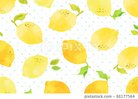 Cute hand drawn lemon and polka dot background illustration Cute hand drawn lemon and polka dot background illustration 88177564