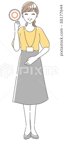 Casual female office staff who put out a round mark (whole body) Casual female office staff who put out a round mark (whole body) 88177644
