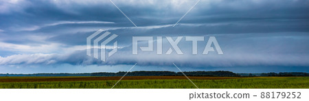 Thunder storm clouds with supercell wall cloud, summer, Lithuania 88179252