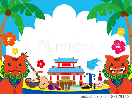 可愛手繪沖繩背景框 88179310