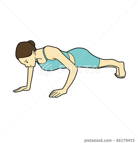 一個女人做俯臥撑的插圖 一個女人做俯臥撑的插圖 88179455