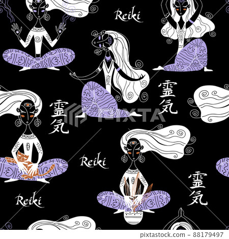Seamless pattern. Reiki healing. Esoteric. Vector. 88179497