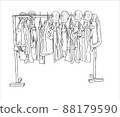 factory clothes gowns, jerseys and helmets hanging on a hanger 88179590