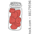 glass jar with red hearts, love cure for loneliness drawing valentine's day 88179596
