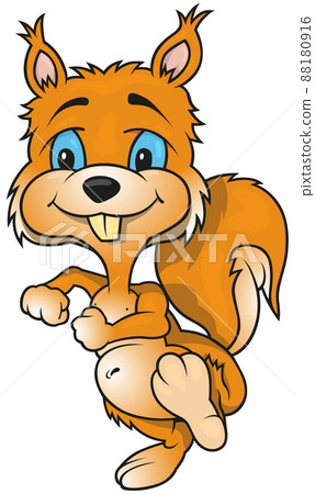 Orange Smiling Walking Squirrel 88180916