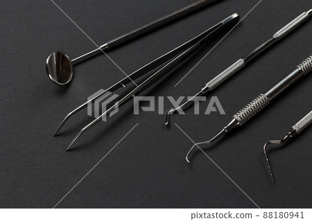 Set of metal dental instruments for teeth dental care Set of metal dental instruments for teeth dental care 88180941
