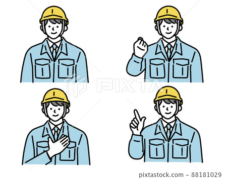Illustrations of people working in factories (workers, sites, construction, construction, safety, construction, roads, maintenance, managers, management) 88181029