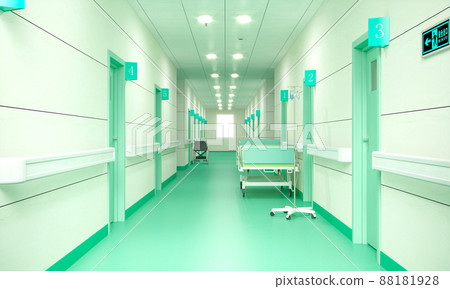 interior corridor of a hospital. interior corridor of a hospital. 88181928