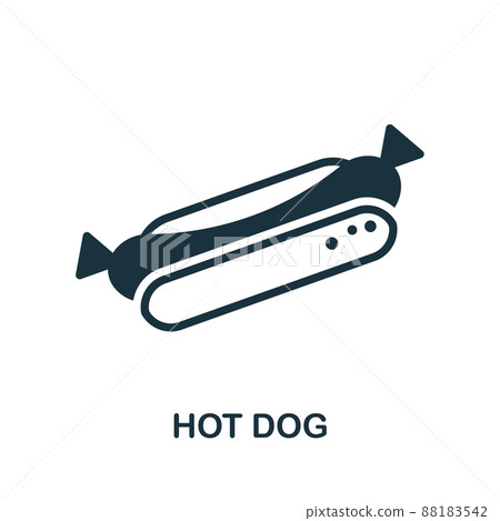 Hot Dog icon. Monochrome simple Hot Dog icon for templates, web design and infographics Hot Dog icon. Monochrome simple Hot Dog icon for templates, web design and infographics 88183542