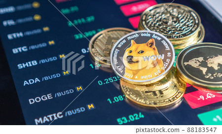 Cryptocurrency on Binance trading app, Bitcoin BTC with BNB, Ethereum, Dogecoin, Cardano, Litcoin, altcoin digital coin crypto currency defi p2p decentralized finance and fintech banking market Cryptocurrency on Binance trading app, Bitcoin BTC with BNB, Ethereum, Dogecoin, Cardano, Litcoin, altcoin digital coin crypto currency defi p2p decentralized finance and fintech banking market 88183547