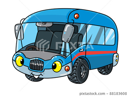 Funny small bus or van with eyes - Stock Illustration [88183608] - PIXTA