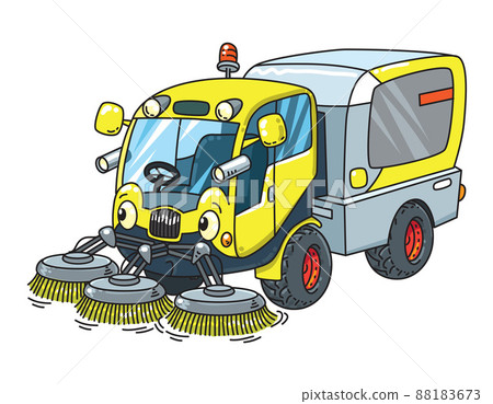 Funny small sweeper municipal car with eyes Funny small sweeper municipal car with eyes 88183673