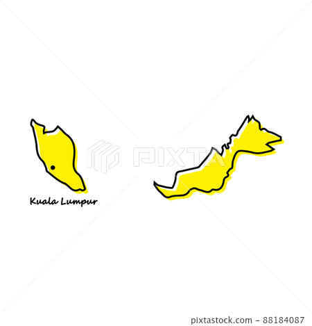 Simple outline map of Malaysia with capital location Simple outline map of Malaysia with capital location 88184087