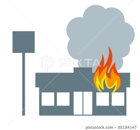 Store, convenience store fire, fire illustration icon silhouette non-life insurance earthquake disaster image 88184147