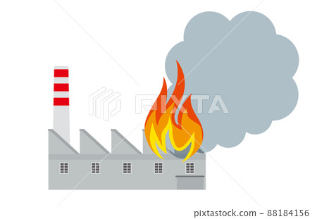 工廠火災、火災插圖、非人壽保險地震災害圖像 88184156