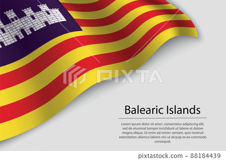 Wave flag of Balearic Islands is a region of Spain. Banner or ri 88184439
