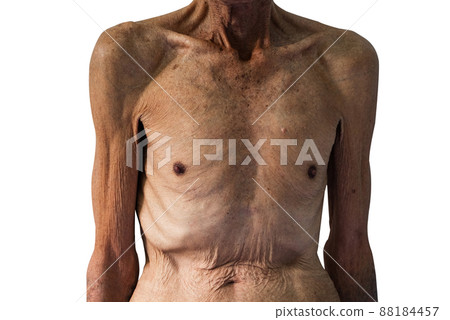 .old man Skinny torso in a white background. Copy space .old man Skinny torso in a white background. Copy space 88184457