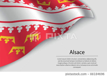 Wave flag of Alsace is a region of France. Banner or ribbon Wave flag of Alsace is a region of France. Banner or ribbon 88184696