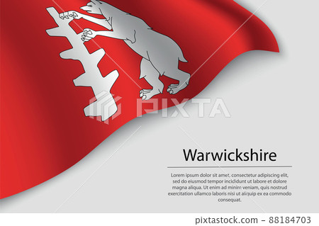 Wave flag of Warwickshire is a county of England. Banner or ribb Wave flag of Warwickshire is a county of England. Banner or ribb 88184703