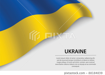 Wave flag of Ukraine on white background. Banner or ribbon vecto 88184839