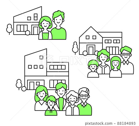 Detached house and family 88184893