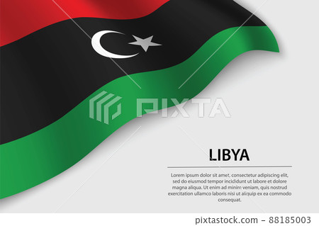 Wave flag of Libya on white background. Banner... - Stock Illustration ...