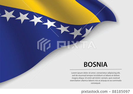 Wave flag of Bosnia on white background. Banner or ribbon vector Wave flag of Bosnia on white background. Banner or ribbon vector 88185097