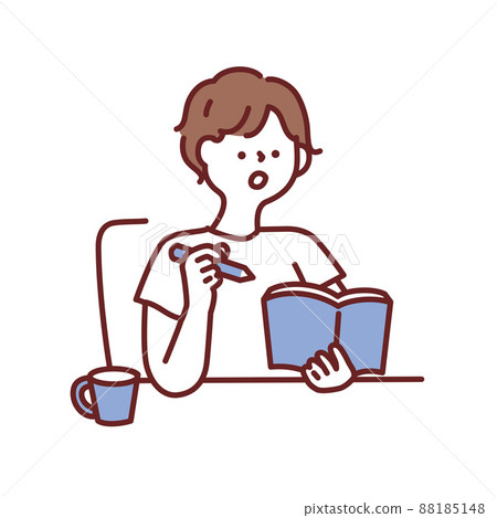 計劃插圖（思考、閱讀、日記、學習、寫作、驚訝、學習） 88185148