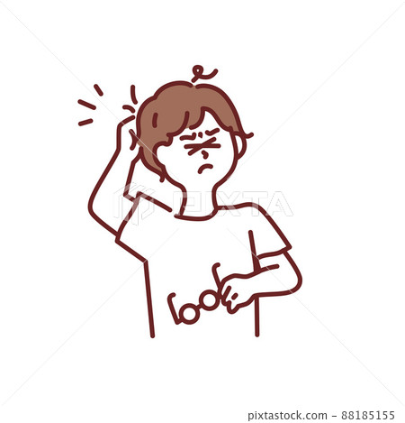 顯示眼睛疲勞和疲勞的插圖（頭痛、壓力、睡眠不足、疼痛、眼鏡） 88185155