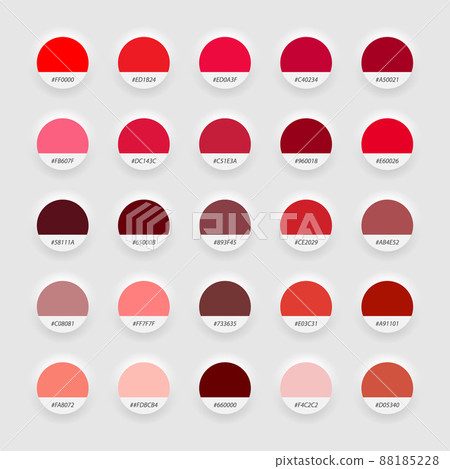 Shades of red swatch color palette. Neomorphism Style template for your design 88185228