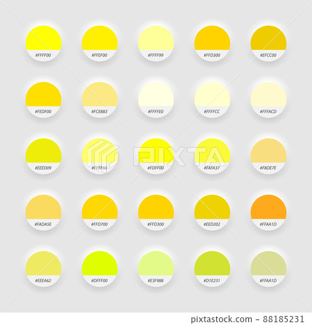 Shades of yellow swatch color palette. Neomorphism Style template for your design 88185231