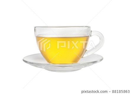 Cup of delicious green tea isolated on white Cup of delicious green tea isolated on white 88185863