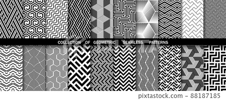 Geometric set of seamless black and white... - Stock Illustration ...