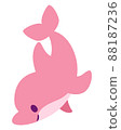 海豚向下游泳的變形插圖（粉紅色） 88187236